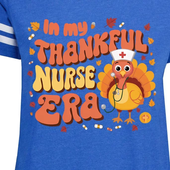 Happy Thanksgiving Nursing Turkey Day Thankful Nurse Era Great Gift Enza Ladies Jersey Football T-Shirt