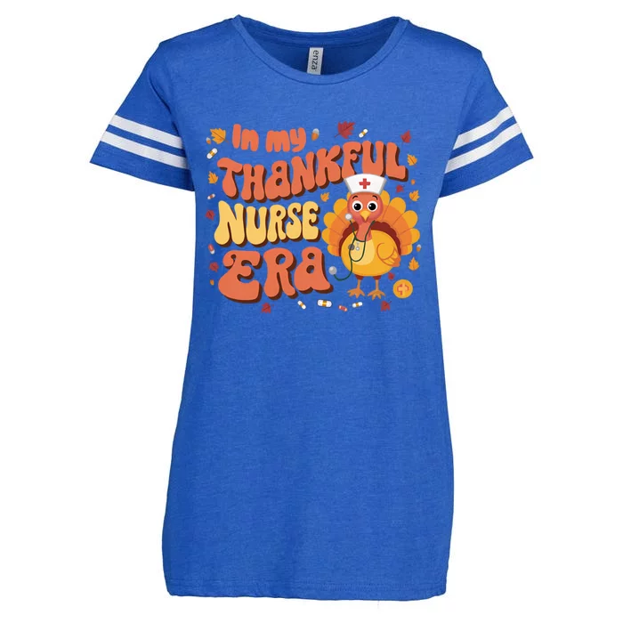 Happy Thanksgiving Nursing Turkey Day Thankful Nurse Era Great Gift Enza Ladies Jersey Football T-Shirt