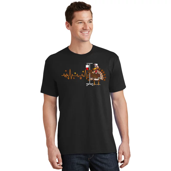 Heartbeat Turkey Nurse Thanksgiving Scrub T-Shirt