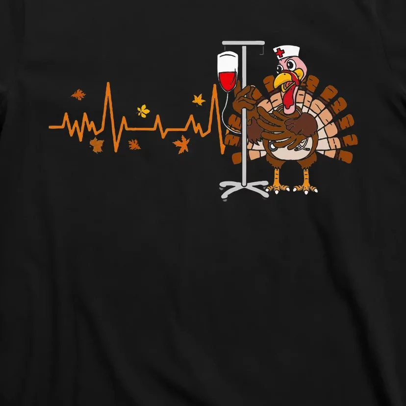 Heartbeat Turkey Nurse Thanksgiving Scrub T-Shirt