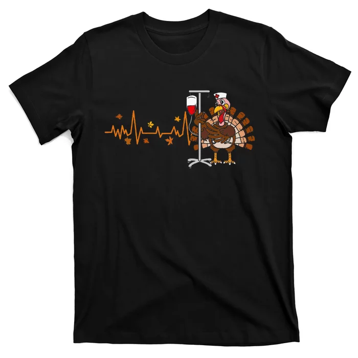 Heartbeat Turkey Nurse Thanksgiving Scrub T-Shirt