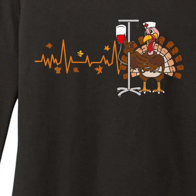 Heartbeat Turkey Nurse Thanksgiving Scrub Womens CVC Long Sleeve Shirt