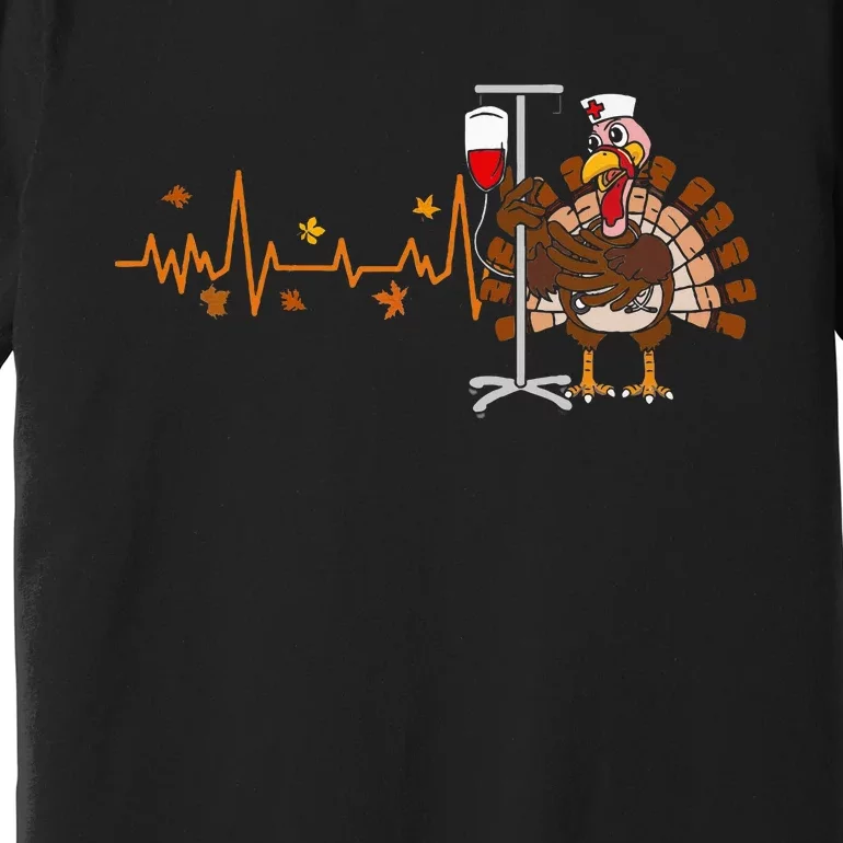 Heartbeat Turkey Nurse Thanksgiving Scrub Premium T-Shirt