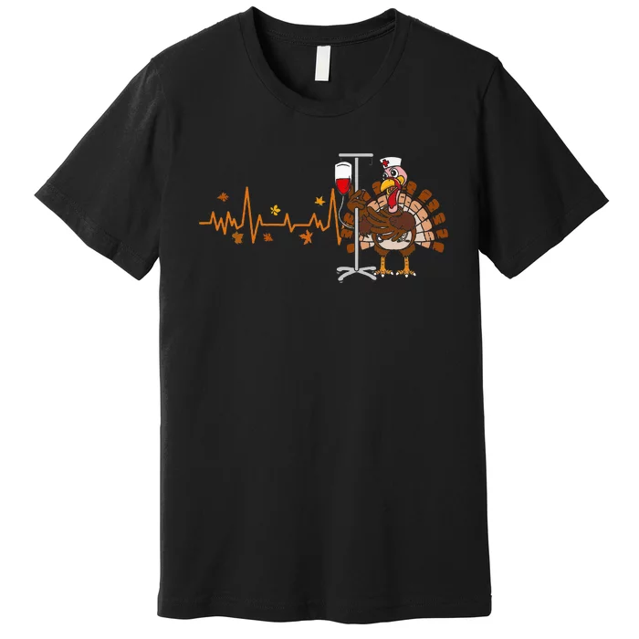 Heartbeat Turkey Nurse Thanksgiving Scrub Premium T-Shirt