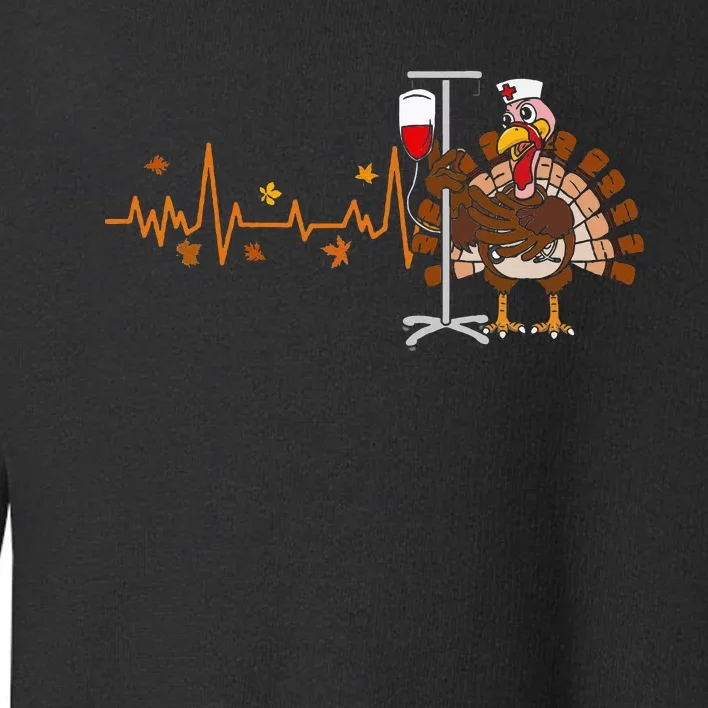 Heartbeat Turkey Nurse Thanksgiving Scrub Toddler Sweatshirt