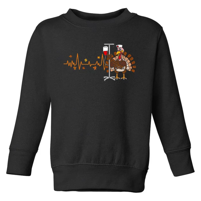 Heartbeat Turkey Nurse Thanksgiving Scrub Toddler Sweatshirt