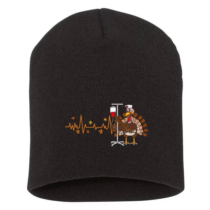 Heartbeat Turkey Nurse Thanksgiving Scrub Short Acrylic Beanie