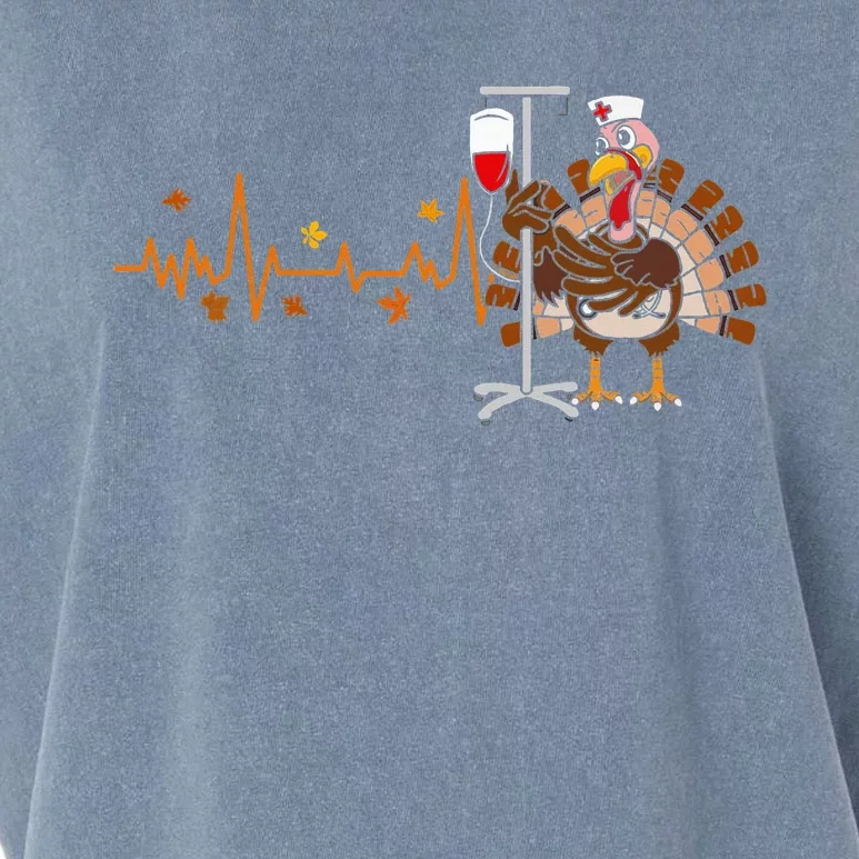 Heartbeat Turkey Nurse Thanksgiving Scrub Garment-Dyed Women's Muscle Tee