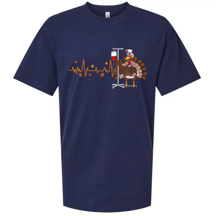 Heartbeat Turkey Nurse Thanksgiving Scrub Sueded Cloud Jersey T-Shirt