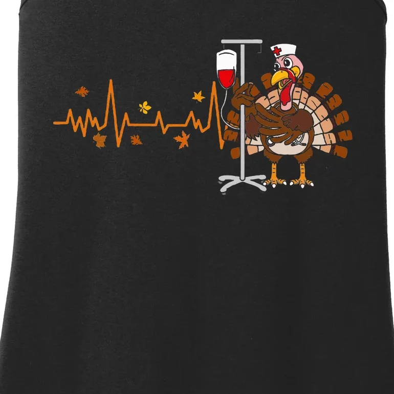 Heartbeat Turkey Nurse Thanksgiving Scrub Top Fall Rn Icu Er Ladies Essential Tank