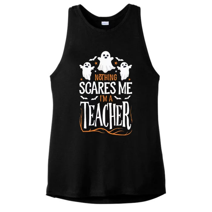 Halloween Teacher Nothing Scares Me Funny Teachers Ladies Tri-Blend Wicking Tank