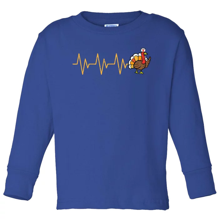 Heartbeat Turkey Nurse Thanksgiving Fall RN ICU ER Toddler Long Sleeve Shirt