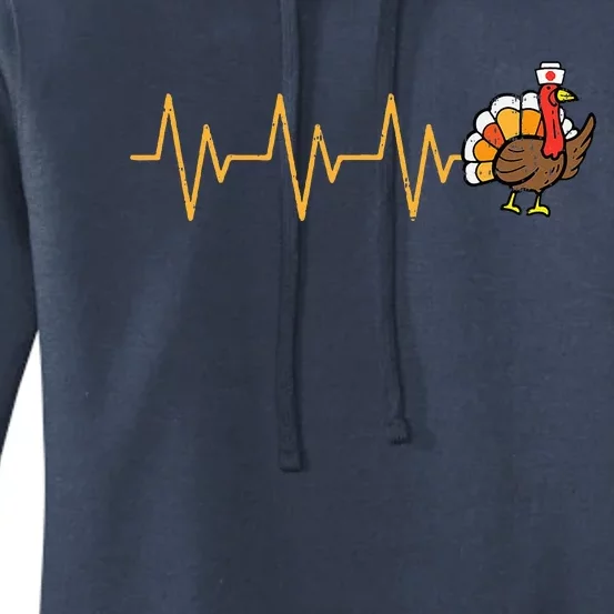 Heartbeat Turkey Nurse Thanksgiving Fall RN ICU ER Women's Pullover Hoodie