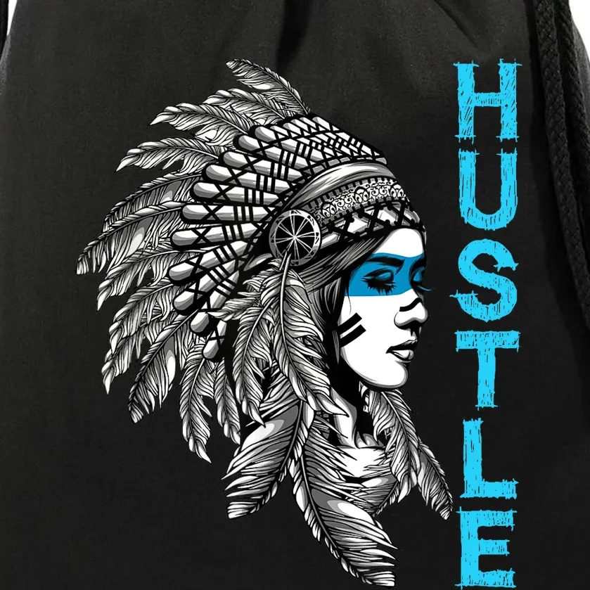 Hustle Tee Native American Indian Girl Rap Lover Christmas Drawstring Bag