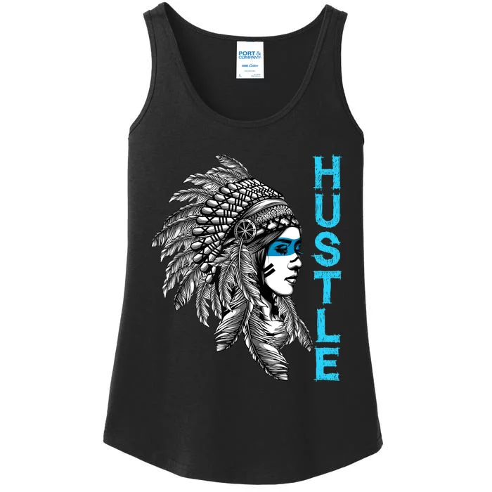 Hustle Tee Native American Indian Girl Rap Lover Christmas Ladies Essential Tank