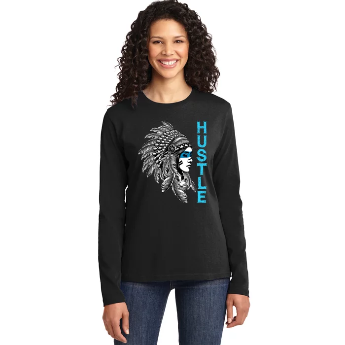 Hustle Tee Native American Indian Girl Rap Lover Christmas Ladies Long Sleeve Shirt