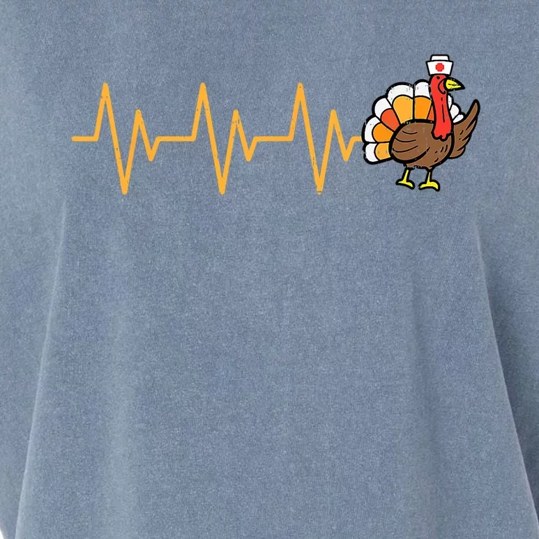 Heartbeat Turkey Nurse Thanksgiving Scrub Top Fall Rn Icu Er Meaningful Gift Garment-Dyed Women's Muscle Tee