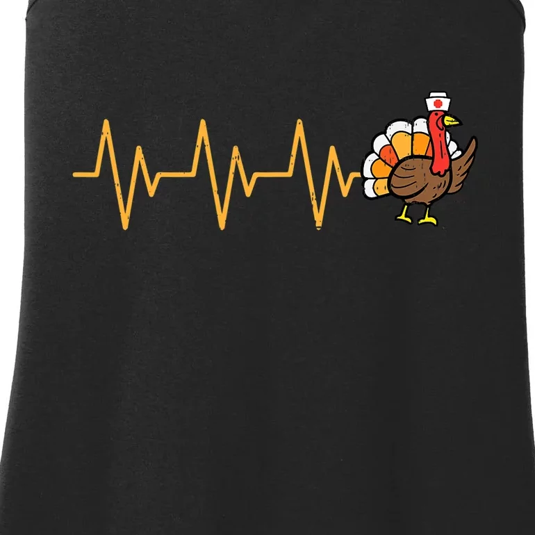 Heartbeat Turkey Nurse Thanksgiving Scrub Top Fall RN ICU ER Ladies Essential Tank