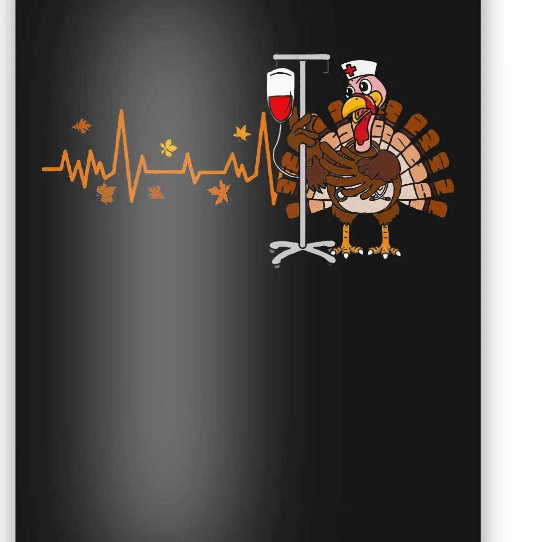 Heartbeat Turkey Nurse Thanksgiving Scrub Top Fall Rn Icu Er Poster