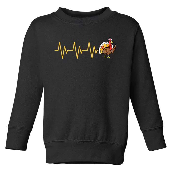 Heartbeat Turkey Nurse Thanksgiving Scrub Top Fall RN ICU ER Toddler Sweatshirt