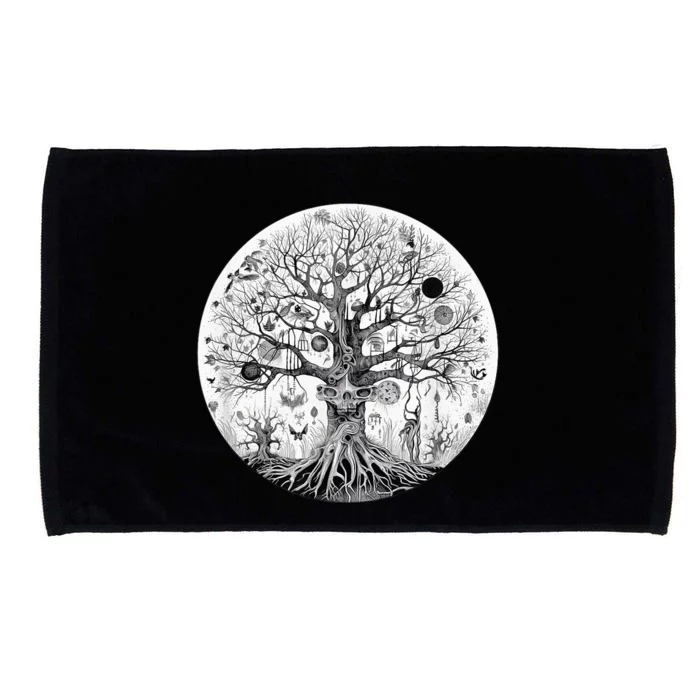 Haunted Tree of Life Spooky Graphic Art Skulls Gothic Tree Microfiber Hand Towel