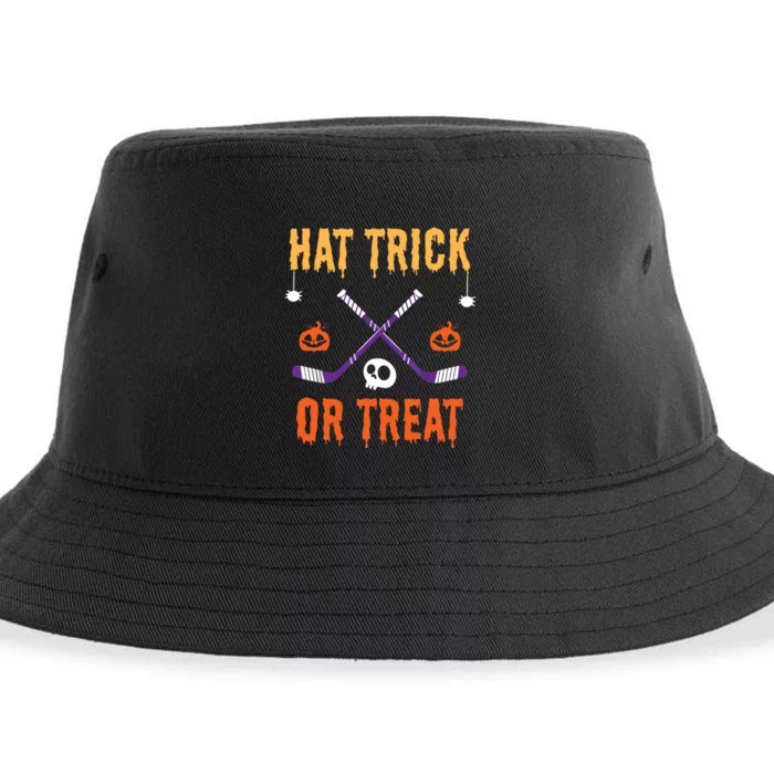 Hat Trick Or Treat Funny Hockey Halloween Costume Boy Sustainable Bucket Hat