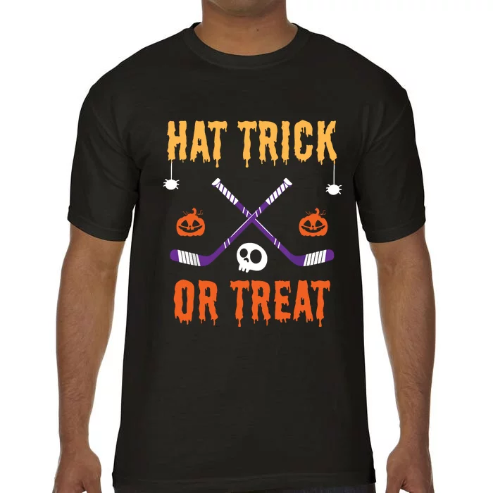 Hat Trick Or Treat Funny Hockey Halloween Costume Boy Comfort Colors T-Shirt