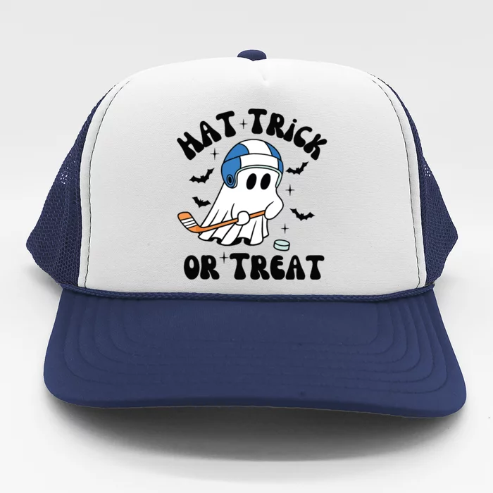 Hat Trick Or Treat Hilarious Hockey Halloween Family Trucker Hat