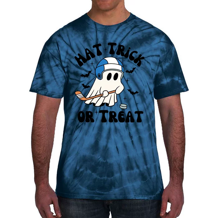 Hat Trick Or Treat Hilarious Hockey Halloween Family Tie-Dye T-Shirt