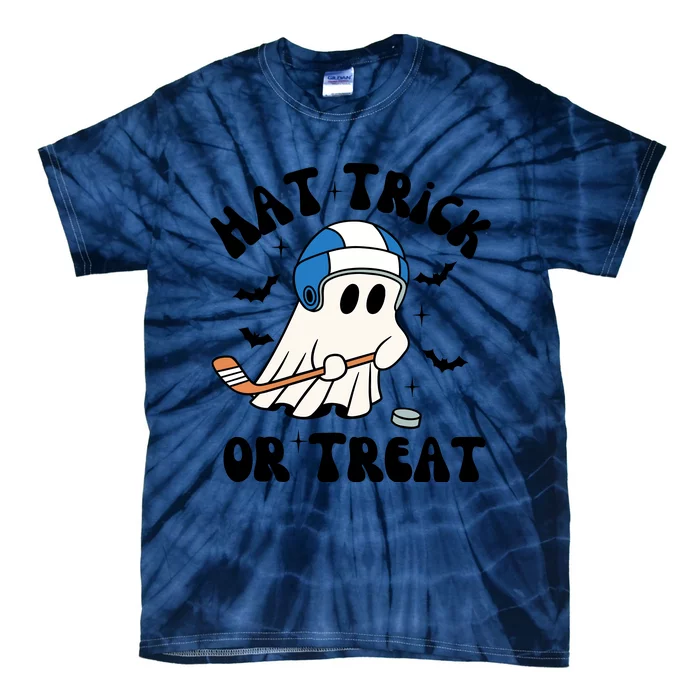 Hat Trick Or Treat Hilarious Hockey Halloween Family Tie-Dye T-Shirt