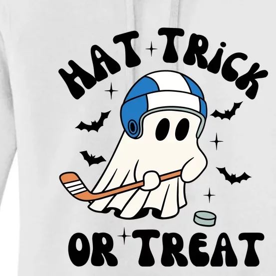 Hat Trick Or Treat Hilarious Hockey Halloween Family Women's Pullover Hoodie