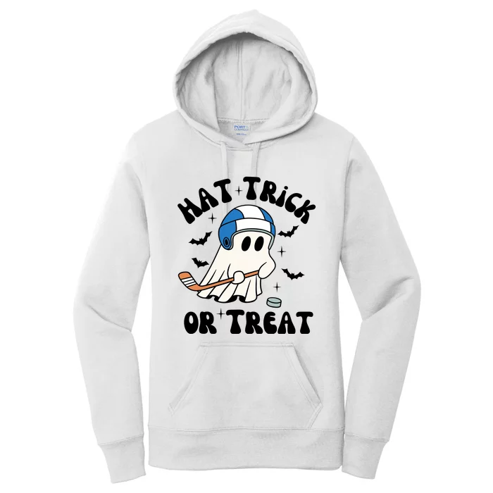 Hat Trick Or Treat Hilarious Hockey Halloween Family Women's Pullover Hoodie