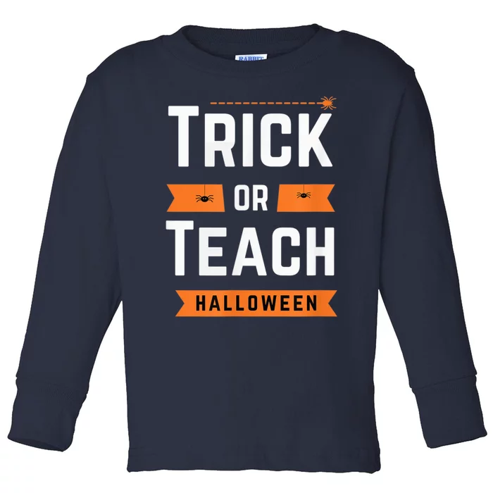 Halloween Trick Or Teach Spider Teacher  Wo Graphic Toddler Long Sleeve Shirt