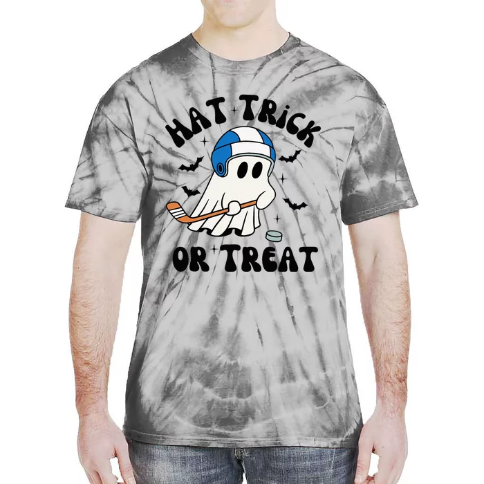 Hat Trick Or Treat Hilarious Hockey Halloween Family Tie-Dye T-Shirt