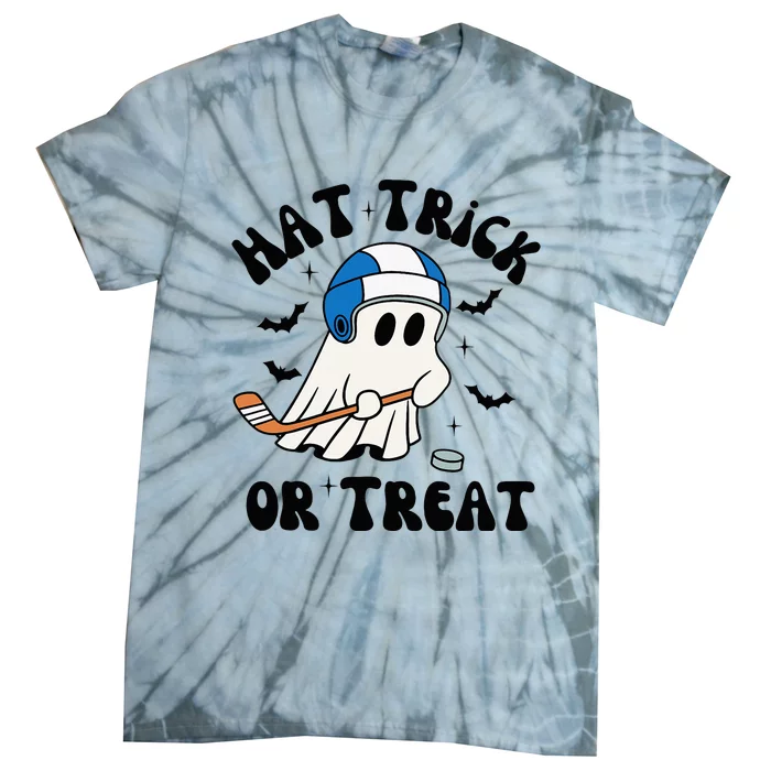 Hat Trick Or Treat Hilarious Hockey Halloween Family Tie-Dye T-Shirt