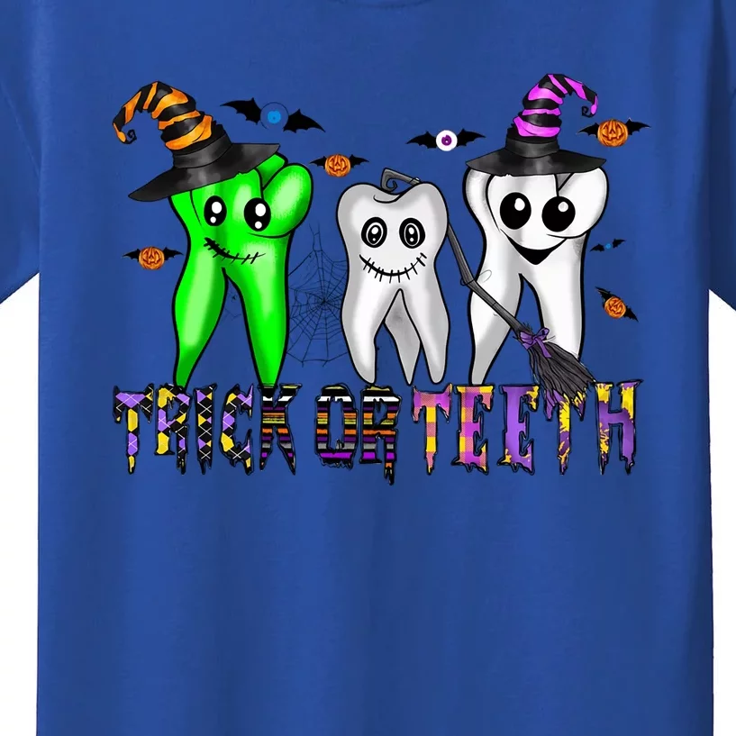 Halloween Trick Or Teeth Dentist Teeth Witch Dental Life Gift Kids T-Shirt