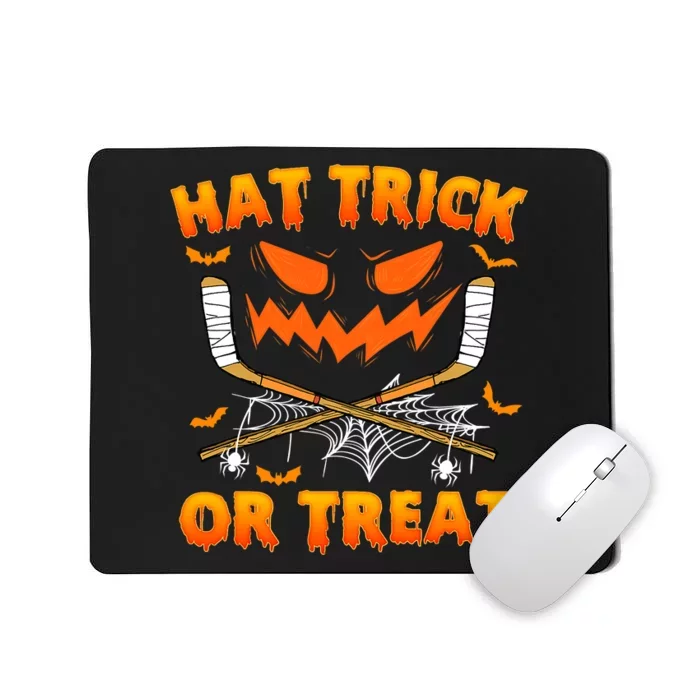 Hat Trick Or Treat Funny Ice Hockey Halloween Costume Player Mousepad