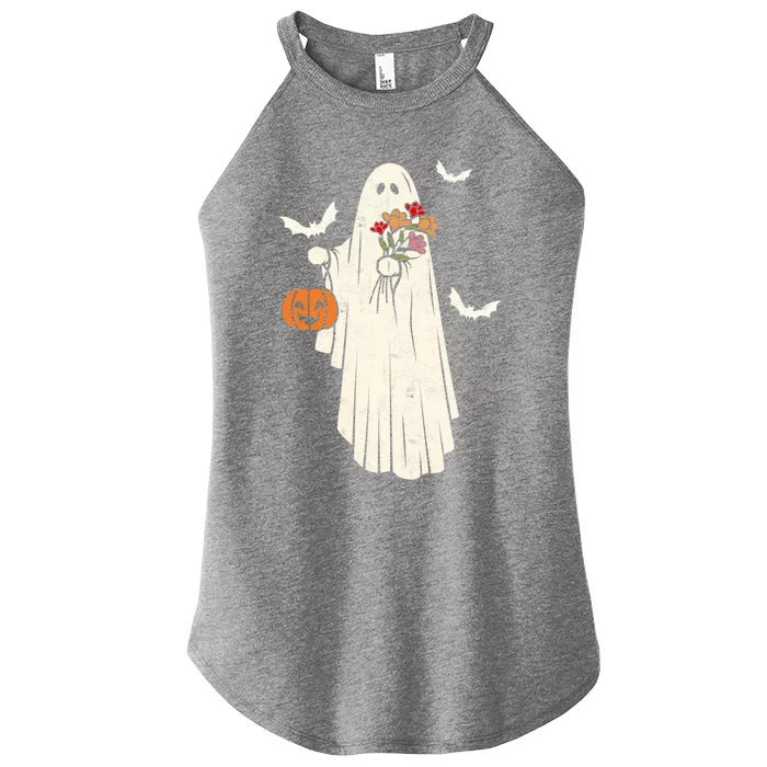 Halloween Trick Or Treat Scary Ghost Spooky Season Retro Gift Women’s Perfect Tri Rocker Tank