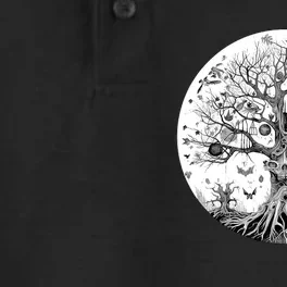 Haunted Tree Of Life Spooky Graphic Art Skulls Gothic Tree Dry Zone Grid Performance Polo