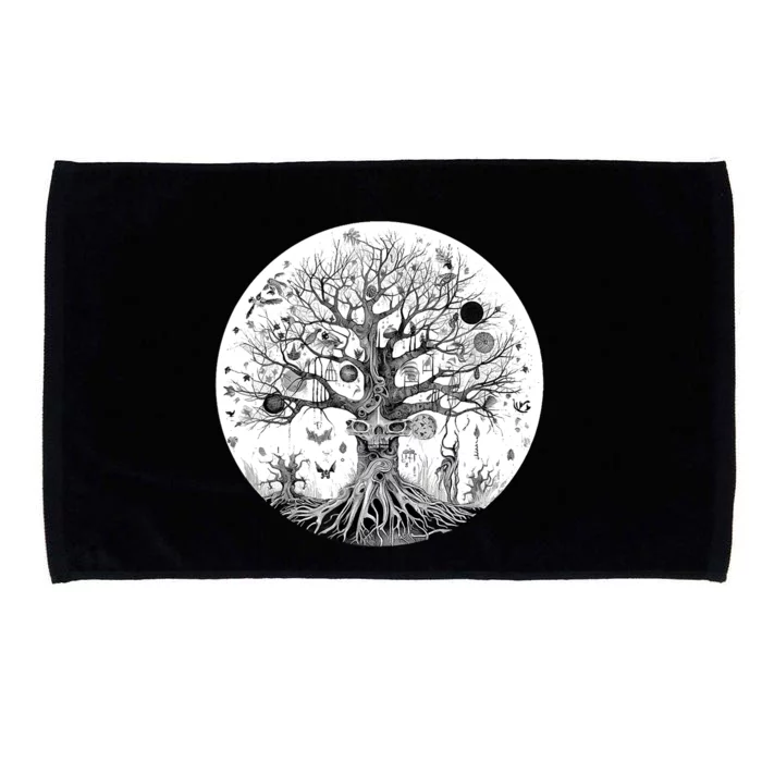 Haunted Tree Of Life Spooky Graphic Art Skulls Gothic Tree Microfiber Hand Towel