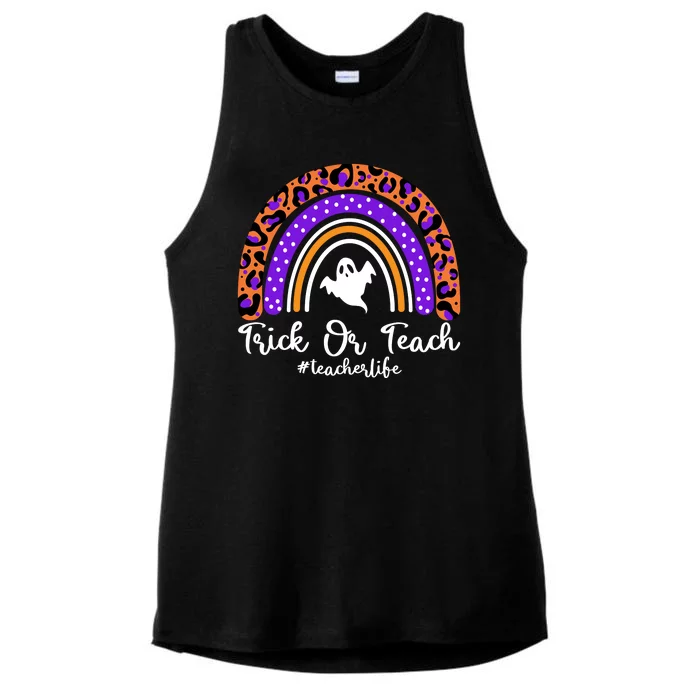 Halloween Trick Or Teach #Teacher Life Ladies Tri-Blend Wicking Tank