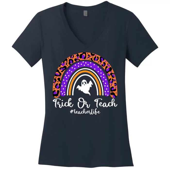 Halloween Trick Or Teach #Teacher Life Women's V-Neck T-Shirt