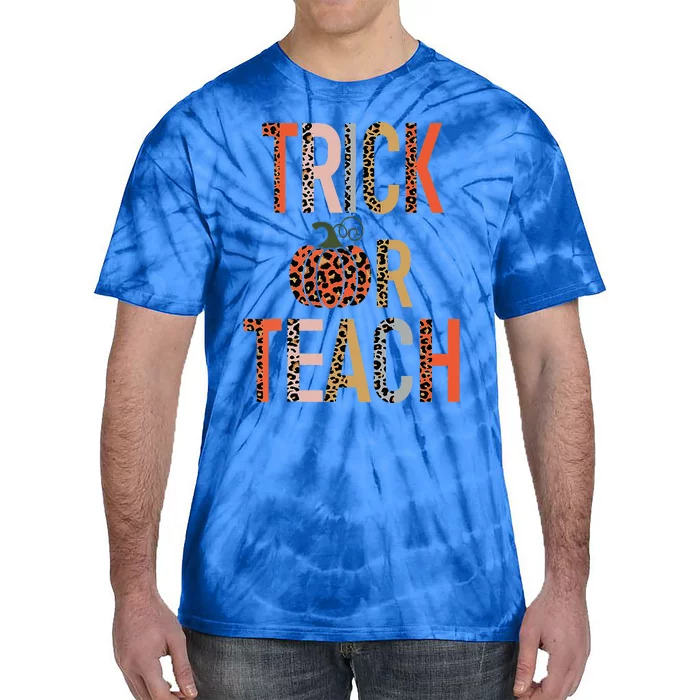 Halloween Trick Or Teach Leopard Teacher Tie-Dye T-Shirt