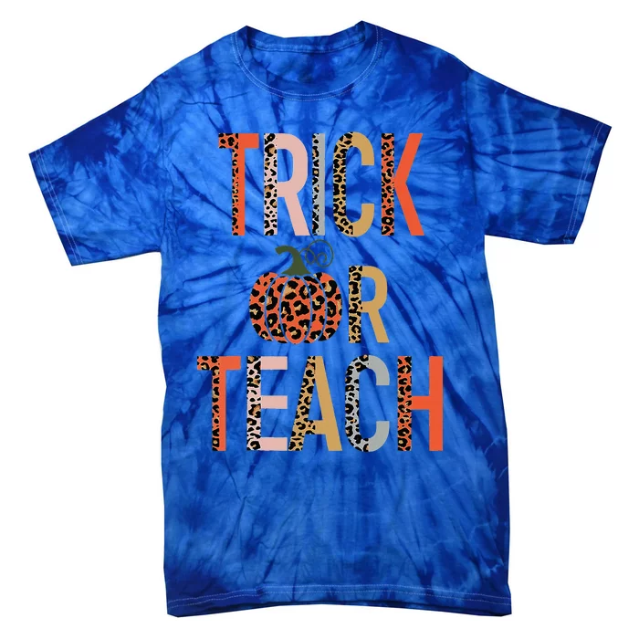 Halloween Trick Or Teach Leopard Teacher Tie-Dye T-Shirt