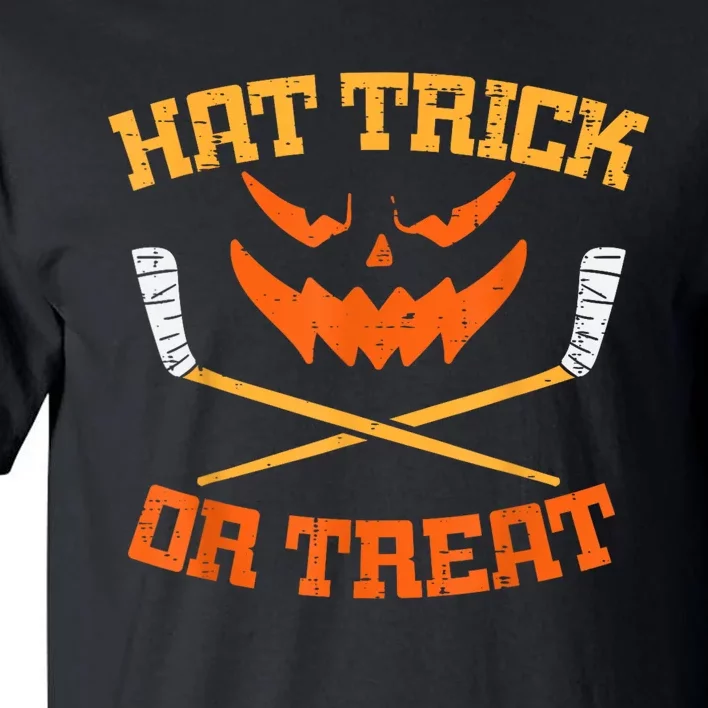 Hat Trick Or Treat Ice Hockey Halloween Boy Player Coach Tall T-Shirt