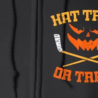 Hat Trick Or Treat Ice Hockey Halloween Boy Player Coach Full Zip Hoodie