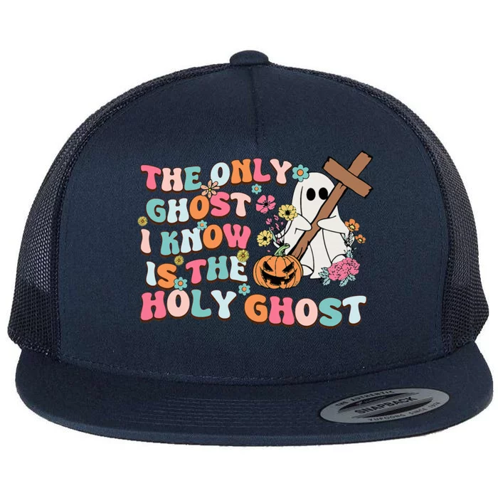 Halloween The Only Ghost I Know Is The Holy Ghost Christian Flat Bill Trucker Hat