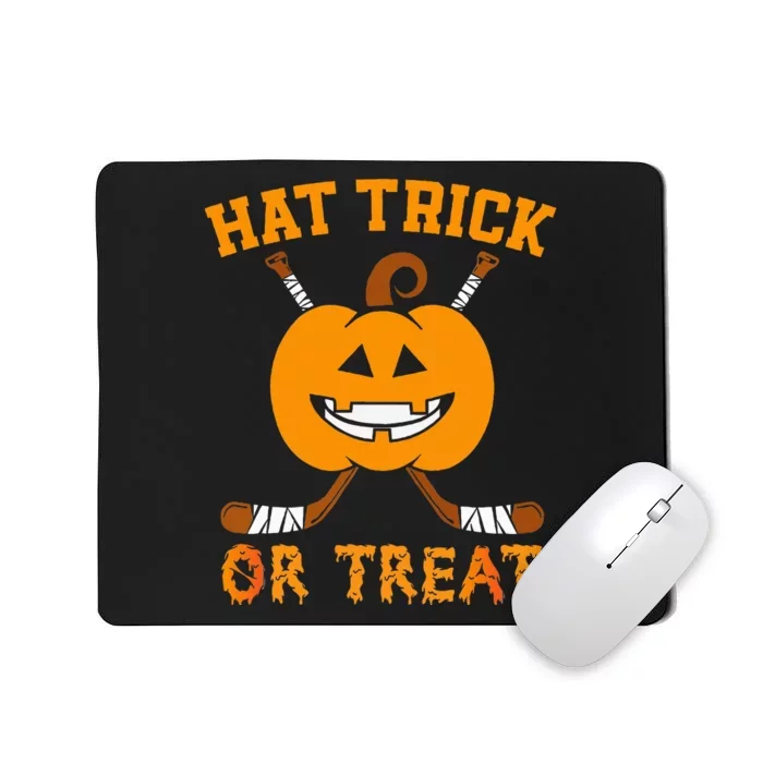 Hat Trick Or Treat Funny Ice Hockey Halloween Costume Player Mousepad