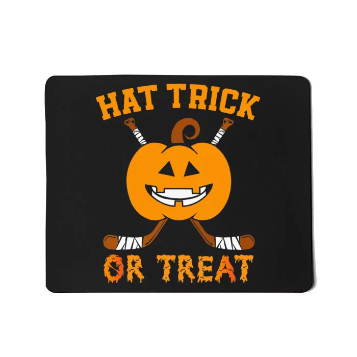 Hat Trick Or Treat Funny Ice Hockey Halloween Costume Player Mousepad