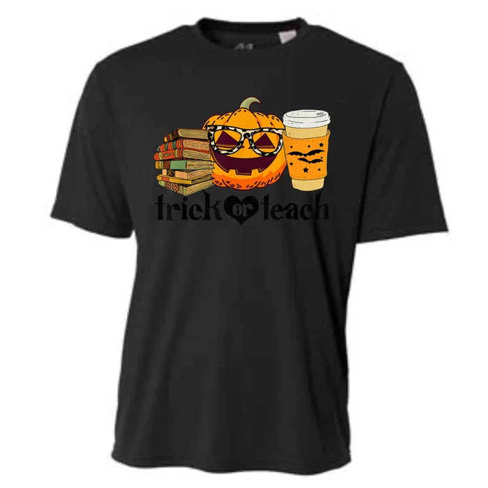 Halloween Trick Or Teach Pumpkin Funny Teacher Halloween Cooling Performance Crew T-Shirt